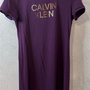 Calvin Klein Deep Purple Dress with Gold Logo